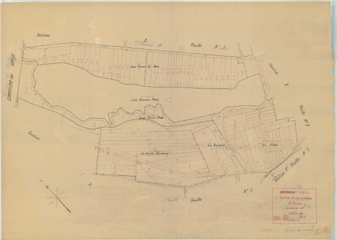Germinon (51268). Section E2 échelle 1/1250, plan mis à jour pour 1938, plan non régulier (papier)