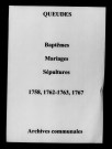 Queudes. Baptêmes, mariages, sépultures 1758-1767