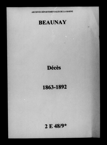 Beaunay. Décès 1863-1892