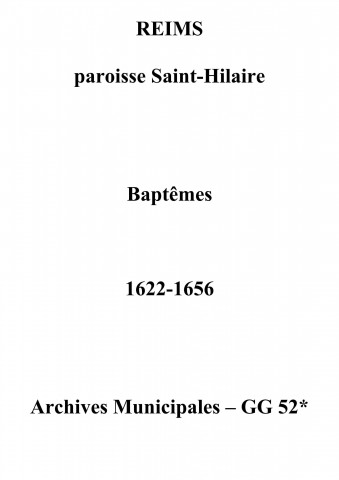 Reims. Saint-Hilaire. Baptêmes 1622-1656