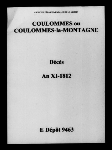 Coulommes. Décès an XI-1812