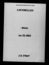 Linthelles. Décès an XI-1862