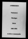 Ambrières. Naissances, mariages, décès 1883-1892
