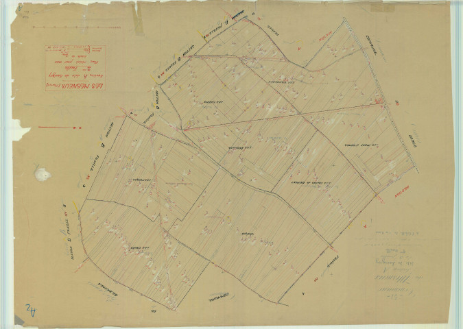 Mesneux (Les) (51365). Section A2 échelle 1/2000, plan mis à jour pour 1935, plan non régulier (papier).