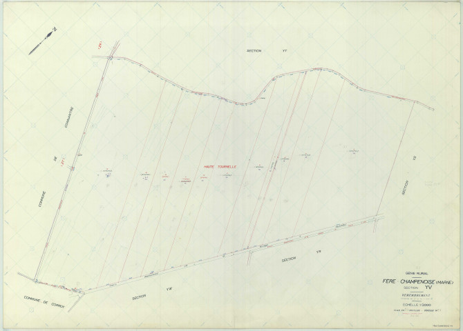 Fère-Champenoise (51248). Section YV échelle 1/2000, plan remembré pour 01/01/1971, régulier avant 20/03/1984 (papier armé)