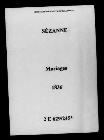 Sézanne. Mariages 1836