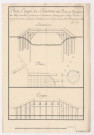 Plan, coupe et élévation d'un pont en charpente de 18 pieds d'ouverture à construire sur le ruisseau de Marque près le village d'Eclaire, 1783.