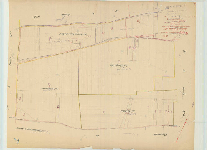 Pargny-lès-Reims (51422). Section A3 échelle 1/1000, plan mis à jour pour 1962, plan non régulier (papier).
