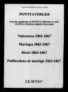 Pontfaverger. Naissances, mariages, décès, publications de mariage 1863-1867