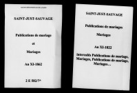 Saint-Just. Publications de mariage, mariages an XI-1862