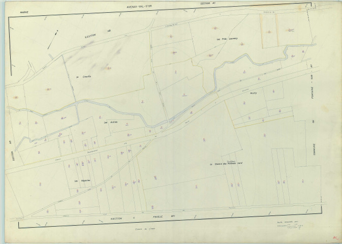 Avenay-Val-d'Or (51028). Section AC échelle 1/1000, plan renouvelé pour 1961, plan régulier (papier armé).