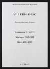 Villers-le-Sec. Naissances, mariages, décès 1913-1922 (reconstitutions)