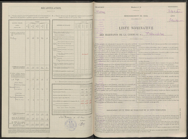 Vauclerc. Dénombrement de la population 1946
