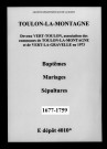 Toulon. Baptêmes, mariages, sépultures 1677-1759