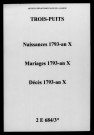 Trois-Puits. Naissances, mariages, décès 1793-an X