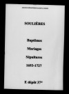 Soulières. Baptêmes, mariages, sépultures 1693-1727