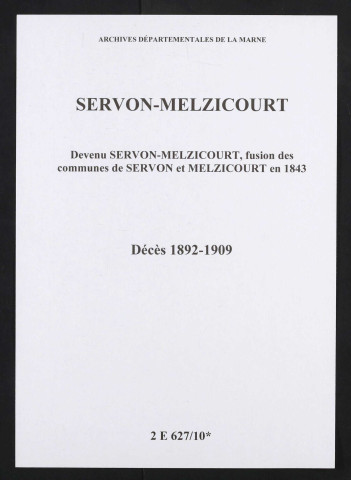 Servon-Melzicourt. Décès 1892-1909