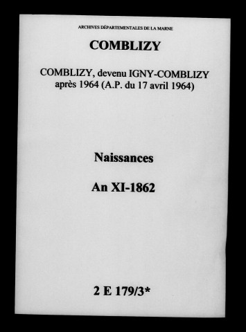 Comblizy. Naissances an XI-1862