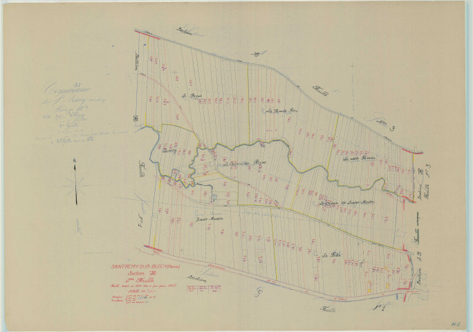 Saint-Remy-sur-Bussy (51515). Section H2 échelle 1/1250, plan mis à jour pour 1957, plan non régulier (papier)