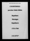 Courtisols. Saint-Julien. Baptêmes, mariages, sépultures 1731-1764