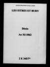 Istres-et-Bury (Les). Décès an XI-1862