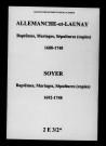 Allemanche-Launay. Baptêmes, mariages, sépultures 1688-1748