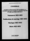 Courmas. Naissances, publications de mariage, mariages, décès 1823-1832