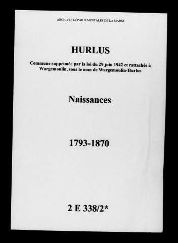 Hurlus. Naissances 1793-1870