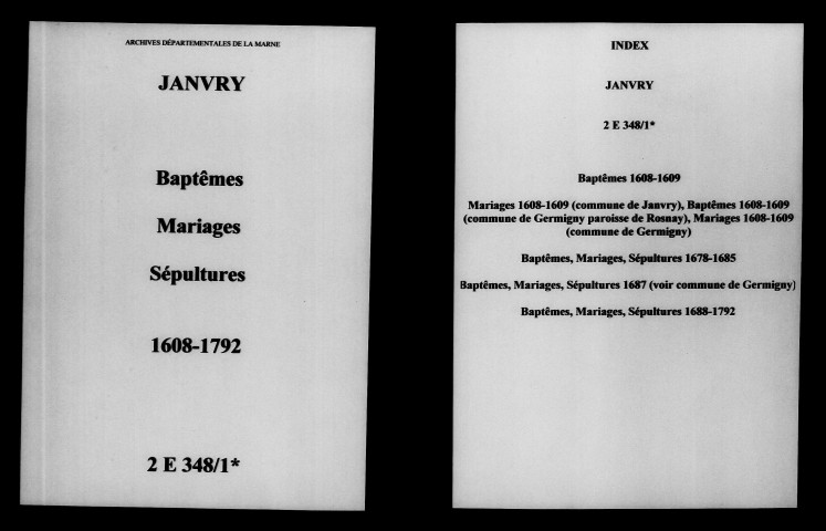 Janvry. Baptêmes, mariages, sépultures 1608-1792