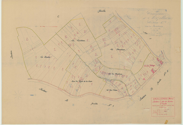 Arzillières-Neuville (51017). Section C2 échelle 1/1000, plan mis à jour pour 1957, plan non régulier (papier)
