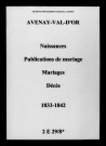 Avenay. Naissances, publications de mariage, mariages, décès 1833-1842