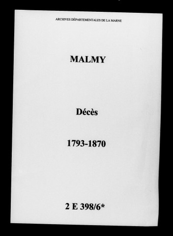 Malmy. Décès 1793-1870