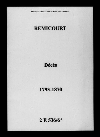 Remicourt. Décès 1793-1870