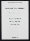 Dommartin-Lettrée. Naissances, mariages, décès 1915-1923 (reconstitutions)