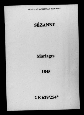 Sézanne. Mariages 1845