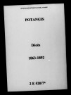 Potangis. Décès 1863-1892