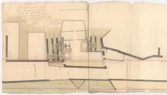 RN 3 de Rouen à Paris. Plan détaillé des moulins de la porte de Paris au chapitre de l'Eglise de Reims, 1774..