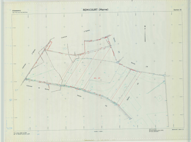 Remicourt (51456). Section ZC échelle 1/2000, plan remembré pour 1978, plan régulier (calque)