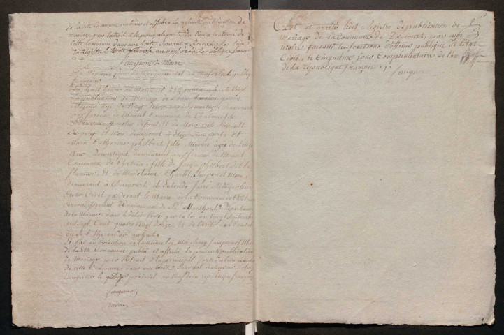 Daucourt. Publications de mariage an IX-1927