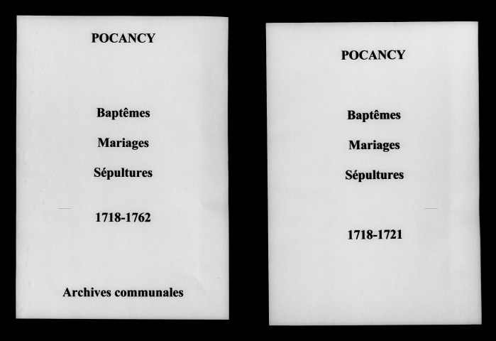 Pocancy. Baptêmes, mariages, sépultures 1718-1762