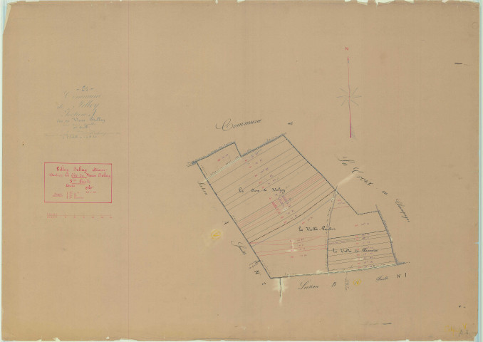 Tilloy-et-Bellay (51572). Section A3 échelle 1/2500, plan mis à jour pour 1933, plan non régulier (papier)