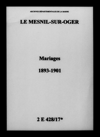 Mesnil-sur-Oger (Le). Mariages 1893-1901