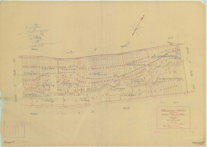 Villeseneux (51638). Section F2 échelle 1/1250, plan mis à jour pour 1939, plan non régulier (papier)