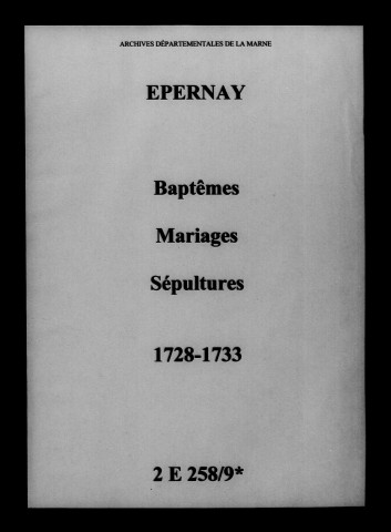 Épernay. Baptêmes, mariages, sépultures 1728-1733