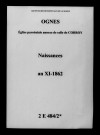 Ognes. Naissances an XI-1862