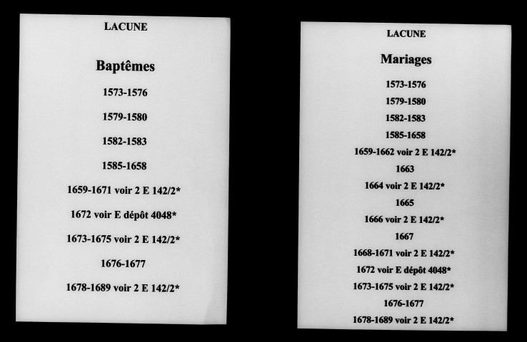 Chapelle-Lasson (La). Baptêmes, mariages, sépultures 1572-1743