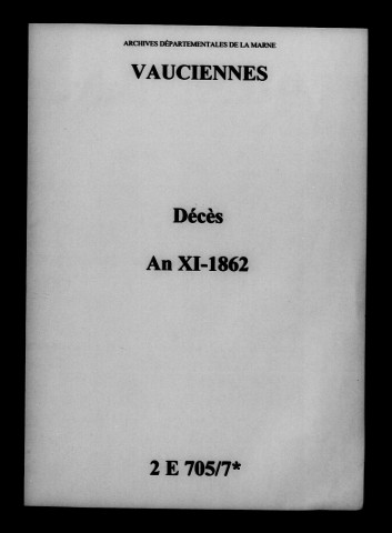 Vauciennes. Décès an XI-1862