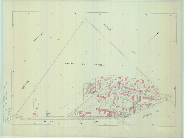 Saint-Martin-d'Ablois (51002). Section AV échelle 1/1000, plan remanié pour 01/01/1987, plan régulier de qualité P4 (calque)