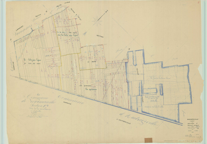 Warmeriville (51660). Section F1 échelle 1/2500, plan mis à jour pour 1958, plan non régulier (papier).