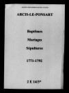 Arcis-le-Ponsart. Baptêmes, mariages, sépultures 1771-1792